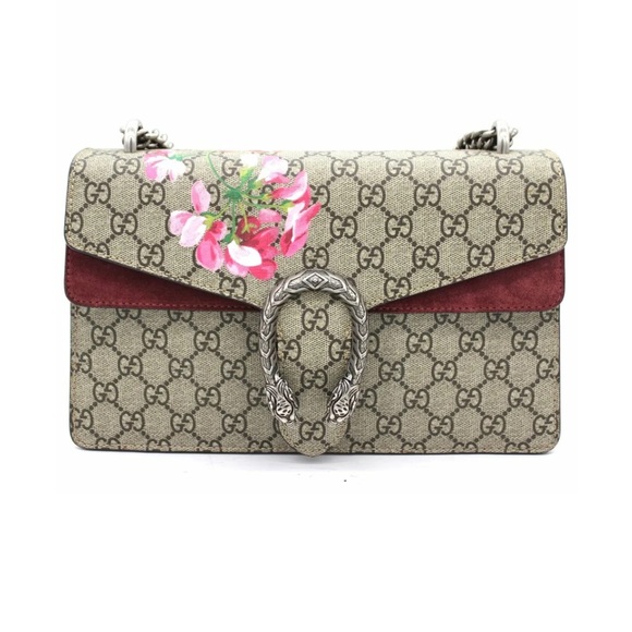 Gucci Handbags - Gucci Dionysus Small Blooms Chain Pink GG Supreme Canvas Suede Shoulder Bag